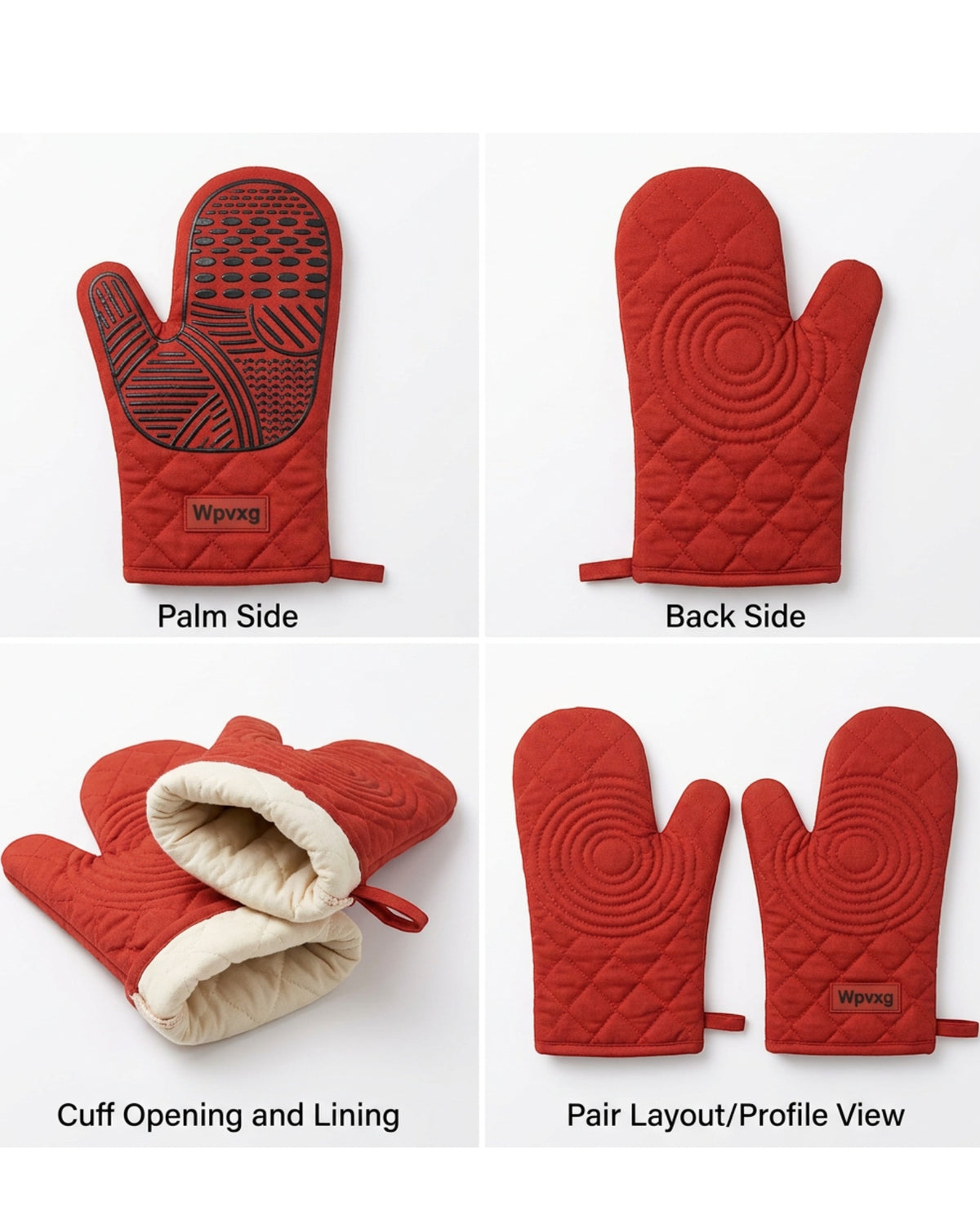 Wpvxg Heat Pad Oven Mitts Paprika Pair