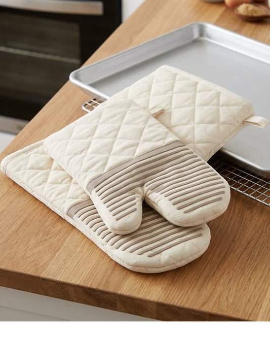 Wpvxg Baking Tray Oven Mitts Cream Pair
