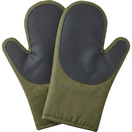 Wpvxg Short Cuff Grip Oven Mitts Olive Pair