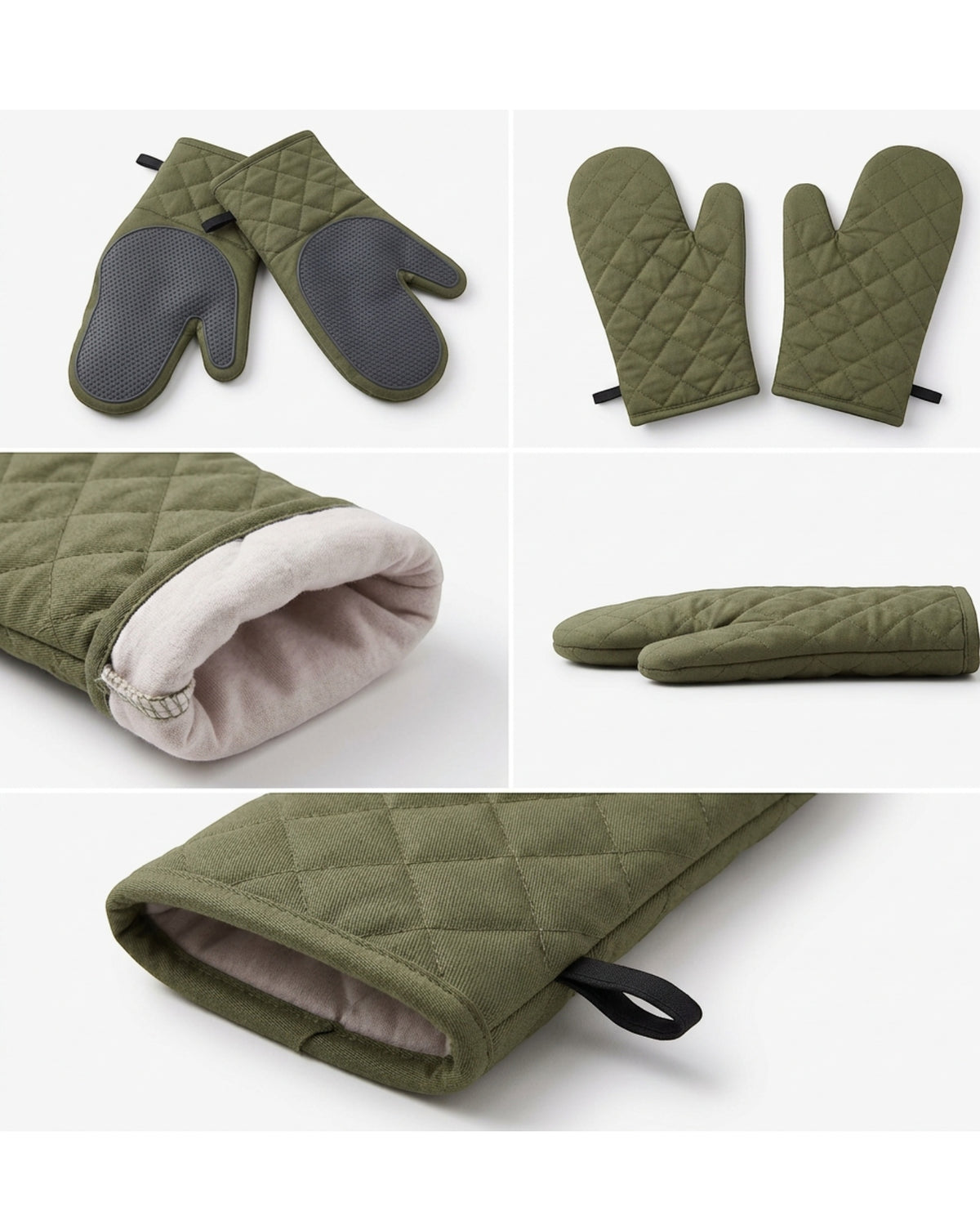 Wpvxg Short Cuff Grip Oven Mitts Olive Pair